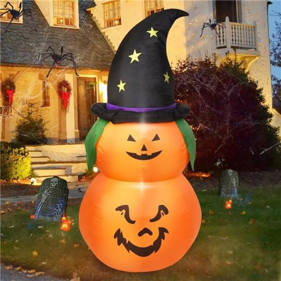 5FT Halloween Inflatable Pumpkin Twins Halloween Blow Up Yard Decorations